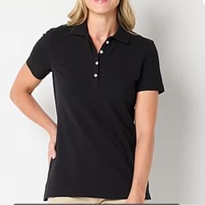 St. John's Bay Black Polo Short Sleeve Top XL